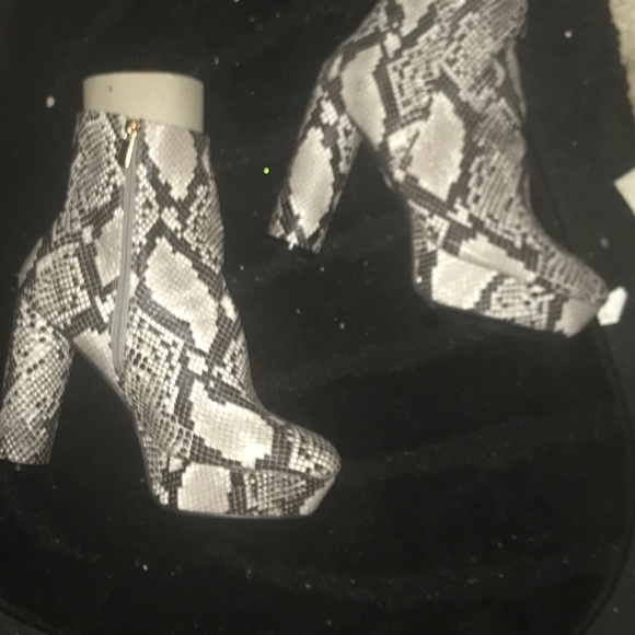 Shoes - Brand New Platform Snakeskin Booties Woman Size 12